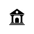 Silhouette of a classical building featuring a triangular pediment, four columns, a