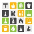 Silhouette Cleaning and hygiene icons Royalty Free Stock Photo