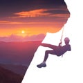Climber ion a rope. Double exposure Royalty Free Stock Photo
