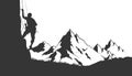 Silhouette of the climber who is climbing up the mountain against the ridge Royalty Free Stock Photo