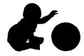 Silhouette With Clipping Path of baby with ball.