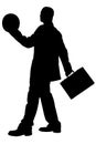 Silhouette With Clipping Path of Business Man with Briefcase and Royalty Free Stock Photo