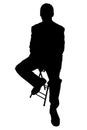 Silhouette With Clipping Path of Business Man on Stool Royalty Free Stock Photo