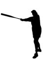 Silhouette With Clipping Path of Female Softball Player