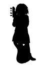 Silhouette With Clipping Path of Girl with Bass Guitar