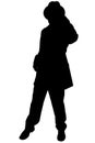 Silhouette With Clipping Path of Man in Business Suit and Hat Royalty Free Stock Photo