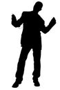 Silhouette With Clipping Path of Man in Suit Dancing Wearing Headphones Royalty Free Stock Photo