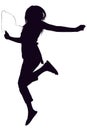 Silhouette With Clipping Path of Teen Jumping Royalty Free Stock Photo
