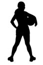 Silhouette With Clipping Path of Woman With Basketball Under Arm Royalty Free Stock Photo