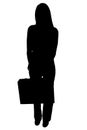 Silhouette With Clipping Path of Woman with Briefcase Royalty Free Stock Photo