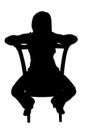 Silhouette With Clipping Path of Woman in Chair Royalty Free Stock Photo
