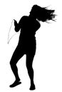 Silhouette With Clipping Path of Woman Dancing Royalty Free Stock Photo