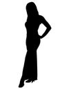 Silhouette With Clipping Path of Woman in Formal Dress