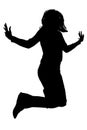 Silhouette With Clipping Path of Woman Jumping Royalty Free Stock Photo