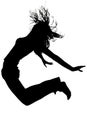 Silhouette With Clipping Path of Woman Jumping Royalty Free Stock Photo