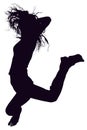 Silhouette With Clipping Path of woman jumping. Royalty Free Stock Photo