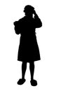 Silhouette With Clipping Path of Woman in Robe Blowing Nose Royalty Free Stock Photo