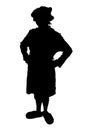 Silhouette With Clipping Path of Woman in Rollers and Slippers. Royalty Free Stock Photo