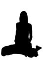 Silhouette With Clipping Path of Woman Sitting Royalty Free Stock Photo