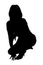 Silhouette With Clipping Path of Woman Squating Royalty Free Stock Photo