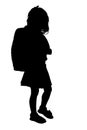 Silhouette With Clipping Path of Young Girl with Backpack