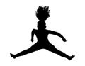 Silhouette With Clipping Path of Young Girl Jumping