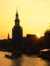 Silhouette clock tower Royalty Free Stock Photo