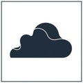 Silhouette of a cloud icon centered on a white background. The cloud is depicted in solid dark blue Royalty Free Stock Photo
