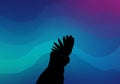 Silhouette of a cockatoo (Cacatuidae) with an erect crest against a wavy, gradient background. The Royalty Free Stock Photo