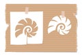 Silhouette of cockle shell cut out from paper on cardboard Royalty Free Stock Photo