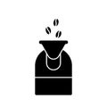 Silhouette Coffee roaster machine. Outline icon of professional equipment for roasting coffee beans. Black simple illustration.