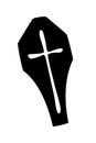 Silhouette of a coffin with a cross in flat style. Vector simple illustration on a white background, icon Royalty Free Stock Photo