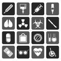 Silhouette collection of medical themed icons and warning-signs Royalty Free Stock Photo