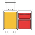 Silhouette color section of opened empty suitcase of traveler