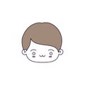 Silhouette color sections of facial expression exhausted kawaii little boy with hair light brown