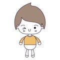 Silhouette color sections and light brown hair of kawaii little boy winking eye Royalty Free Stock Photo