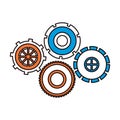 Silhouette color sections of set cog wheel pinions icon Royalty Free Stock Photo