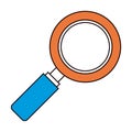 Silhouette color sections of side view magnifying glass icon
