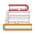 Silhouette color sections of stack collection of books with bookmark Royalty Free Stock Photo