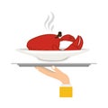 Silhouette colorful dish with hot crab in tray