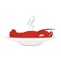 Silhouette colorful dish with hot lobster