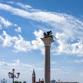 Silhouette Column of St. Mark in Venice, Italy Royalty Free Stock Photo