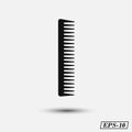 Silhouette comb , barber comb, black plastic comb vector