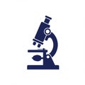 Silhouette of a compound microscope, featuring an angular body, ocular lens, and Royalty Free Stock Photo
