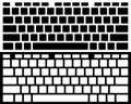 Silhouette Computer Keyboard Vector Isolated. Black and White Version