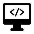 Code Screen Silhouette Icon â Programming and Development Symbol Royalty Free Stock Photo