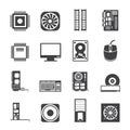 Silhouette Computer performance and equipment icons Royalty Free Stock Photo