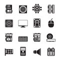 Silhouette Computer performance and equipment icons Royalty Free Stock Photo