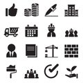 Silhouette construction icons set