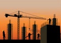 Silhouette of construction site